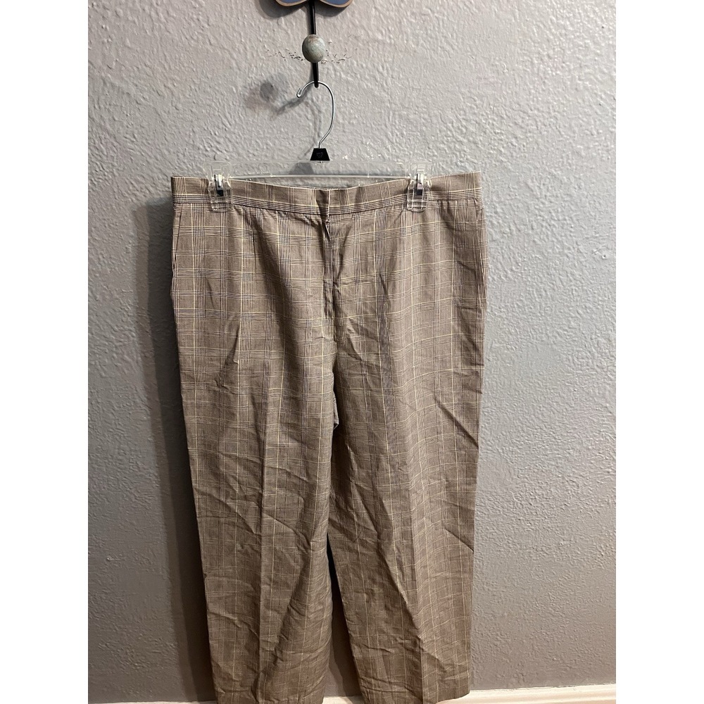 Womens Talbots Dress Pants Size 12 Linen Lite Brown‎  Plaid Blend Lined